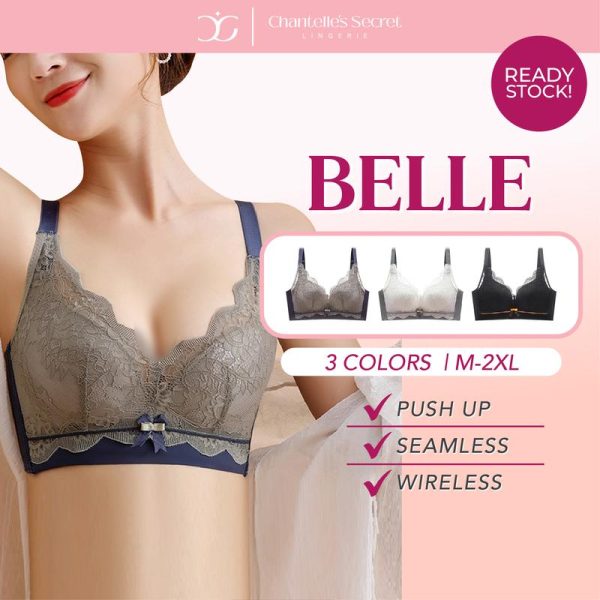 Chantelle Secret M-2XL Plus Size Push Up Lace Wireless Bra Full Cup Bra Baju Dalam Wanita Tanpa Bergawai Lace