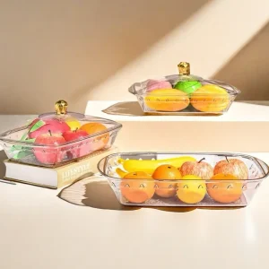 Elegant style food pan container with cover in thick clear PET material Kitchenware tray buffet set