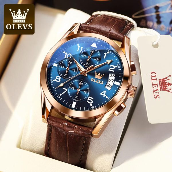 【8% Off】OLEVS Jam Tangan Lelaki Siri 2878 Kalis Air Hari Tarikh & Cahaya Malam Material Logam Kulit Sesuai Perniagaan & Riadah Warna Berbilang Kotak Hadiah + Garansi 1 Tahun Watches