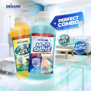 DESANS Pine Gel 1KG + Mop Shine 1KG Cleaning Combo | Multi-Surface Disinfectant, Anti-Bacterial Cleaner, and Floor Brightener, mop shine , mop lantai rumah , mop lantai terbaik , mop lantai wangi , mop lantai spinner power, pencuci tandas pembersih rumah