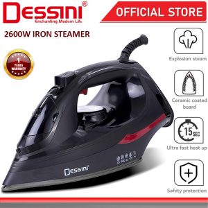 DESSINI ITALY 2600W Electric Ceramic Soleplate Garment Steam Iron Sprayer Steamer Clothes Brush / Seterika Baju