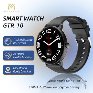 Maxwear GTR10 Smart Watch Waterproof IP67 Bluetooth Call NFC GPS Sport Trace Fitness Health Monitoring Smartwatch Touch Screen Green Plastic