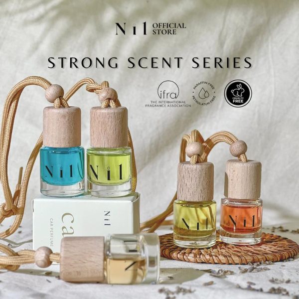 NILDECO Car Fragrance 8ml STRONG SCENT SERIES Longlasting Scent (Peach/Freesia/Ocean) - Premium fragrance Oil Automotive perfume pewangi kereta gantung tahan lama