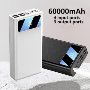 Yisen 60000mAh Power Bank 4 USB Fast Charging External Battery Powerbank LED Digital Display Portable Charger for Phone