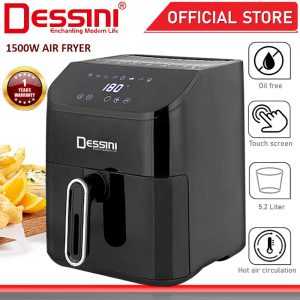 DESSINI ITALY 5.2L Electric Air Fryer Convection Oven Toaster Timer Oil Free Roaster Breakfast Machine Ketuhar