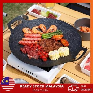AMG Korean steel stone baking tray｜PSAl non-stick coating·Clean with one wipe｜Usable for indoor stoves + outdoor camping and barbecue｜Rust-proof metal material·Three sizes available: 28/32/36cm｜Multi-purpose kitchen artifact