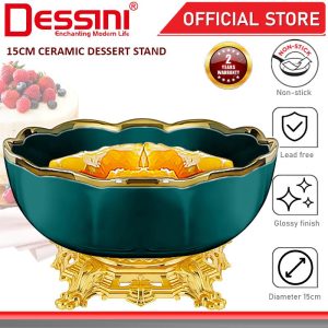 DESSINI ITALY 15CM Ceramic Dessert Stand Tower Cake Display Rack Snack Platter Fruit Bowl Party Serving Tray Plate