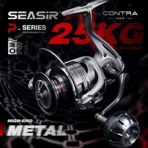 Kekili Memancing Berputar Logam, SEASIR CONTRA MAX, 9 + 1 BB, Nisbah Gear 5.1: 1 / 5.7:1, Siri 3000-6000, Seret Maks 25KG / 55LB, Badan dan Cengkaman Aloi Aluminium, Roda Memancing Air Masin