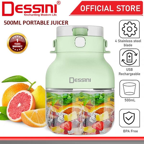 DESSINI ITALY 500mL USB Rechargeable Portable Bottle Juicer Blender Chopper Grinder Mixer Smoothie / Pengisar