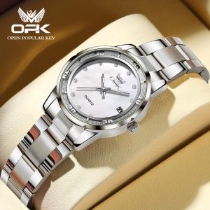 OPK Jam Tangan Perempuan Wanita Asal kalis air pergerakan kuarza keluli tahan karat analog berkilau perniagaan fesyen berkelas 6013 Watches Rotundity Bahan logam dalam stok Banyak warna Pejabat parti pemberian hadiah Garanti 1 tahun