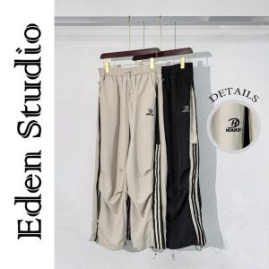 Seluar Sukan, Rekaan Zip Sisi, Jalur Berganda, Untuk Lelaki, Potongan Lurus dan Longgar, Fesyen dan Kasual, Rekaan Berlipat, Gaya Ringkas, Seluar Uniseks, Tersedia dalam Warna Khaki dan Hitam, 【 EDEN HULBER 】, M-3XL.