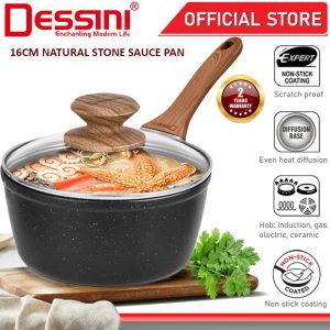 DESSINI ITALY Natural Stone 16CM Sauce Pan Aluminium Induction Non Stick Milk Pot Frying Pan Casserole Bowl PERIUK
