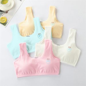 Bra Perempuan, Bahan Kapas, Reka Bentuk Anti-cembung, Rompi Kecil Comel, Sesuai untuk Pelajar Sekolah Rendah, Sesuai untuk Peringkat Perkembangan, Sesuai untuk Kanak-kanak Berumur 6-16 Tahun