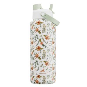 Botol Air Bertebat, POWCAN, Tersedia dalam 18oz / 26oz / 40oz, 1 Pek, 2-dalam-1 Straw dan Tudung Muncung, Kalis Bocor, Bebas BPA