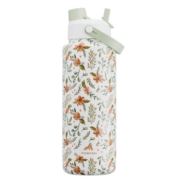Botol Air Bertebat, POWCAN, Tersedia dalam 18oz / 26oz / 40oz, 1 Pek, 2-dalam-1 Straw dan Tudung Muncung, Kalis Bocor, Bebas BPA