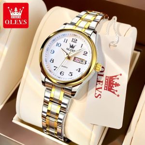 OLEVS Jam Analog Tangan Perempuan Wanita Original Waterproof Genuine Ladies Watch Women Fashion Noble Elegant Stainless Steel Strap Wear-resistant Scratch-resistant Luminous Date Tahan Karat Watches 55-67