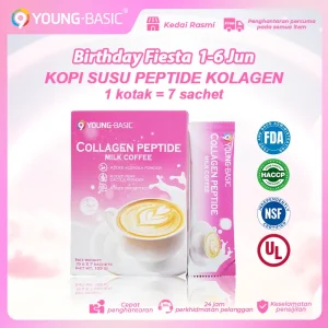 9YOUNG-BASIC Collagen Peptide Milk Coffee, 1 kotak mengandungi: 15g * 7 Sachets, Prebiotik + Lactobacillus plantarum H6 postbiotics | Kolagen Peptida Ikan | Tingkatkan metabolisme | Melambatkan penuaan