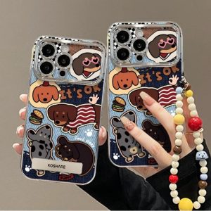 Sarung Telefon Ins Korea + Pemegang + Lanyard untuk iPhone 11 16 15 14 13 12 Pro Xs Max XR X 6 6s 7 8 Plus Sarung Sarung Telefon Kalis Kejutan Penutup Belakang Pelindung