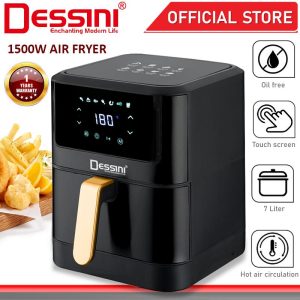 DESSINI ITALY 7L Electric Air Fryer Convection Oven Toaster Timer Oil Free Roaster Breakfast Machine Ketuhar