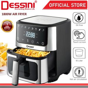 DESSINI ITALY 10L Electric Air Fryer Convection Oven Toaster Timer Oil Free Roaster Breakfast Machine Ketuhar