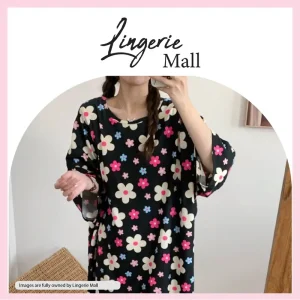 Baju Tidur Wanita Baju Tidur Kaftan Pyjamas Dress Lengan Pendek WCO314 Kain Cotton Mix Cotton Dusty Pink Short Sleeve Sleepwear Stretchable