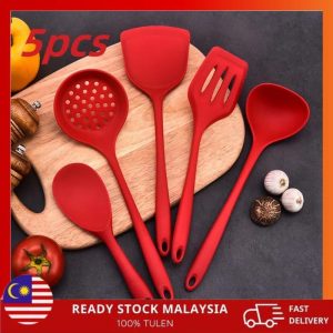 5-piece set of high-temperature resistant silicone kitchenware | Food grade material, no damage to the pot | Universal for frying, stir-frying and baking | Boleh tahan panas | Free shipping from Malaysia