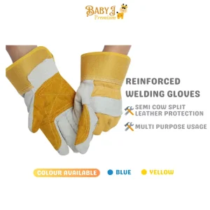 Reinforced Welding Gloves 10.5" Semi Cowhide Leather Work Glove Heavy Duty Furniture Garden Work Equipment Home