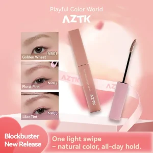 Pewarna Kening Kalis Air, AZTK, dengan Berus Terbina dalam, Mewarna Pantas, Kemasan Alamiah, Tersedia dalam Warna Kelabu Coklat dan Alamiah, Kalis comot, Tahan lama, Sesuai untuk Pemula