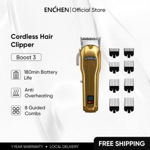 【COD】Enchen Hair Trimmer Boost 3 Professional Cordless Hair Clipper Adjustable Cutting Lever LCD Display Hair Cutting Machine Barber mesin rambut