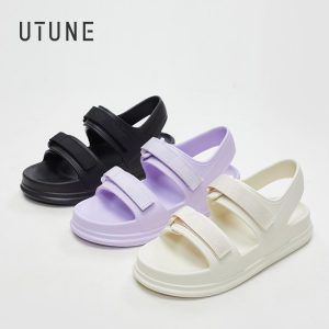 UTUNE, Sandal Wanita, Gaya Pantai, Jalur Nilon, Kasual, Tapak Lembut, Tidak Licin, Kasut Pantai Rata, untuk Wanita