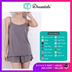Dreamtale Pyjamas Ruffles Hem Singlet Set Pyjamas Baju Tidur Wanita Nightwear Sleepwear Set Baju Tidur Perempuan WCO335
