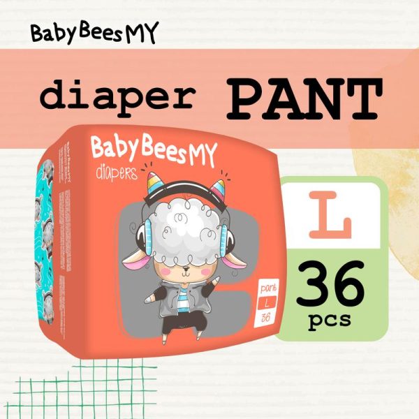 BabyBeesMY Diapers SUPER Comfortable Pull-up Pants - Leak-proof baby diapers S/M/L/XL/XXL - diapers pants 36pcs baby bees pull up lampin bayi diaper murah baby diapers anti bocor diapers tape pempers