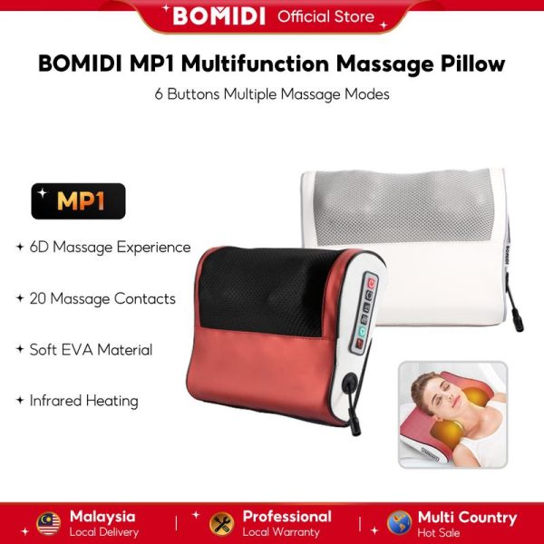 BOMIDI MP1 Six Keys Massage Pillow Electric Back Massager Hot Compress Cervical Spine Waist Massager