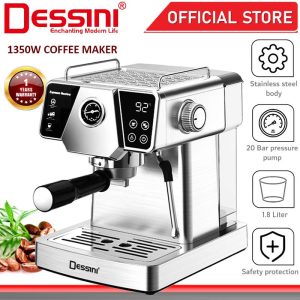 DESSINI ITALY 20 Bar 1.8L Espresso Coffee Maker Brew Froth Cappuccino Latte Machine Milk Frothing Bubble Steamer