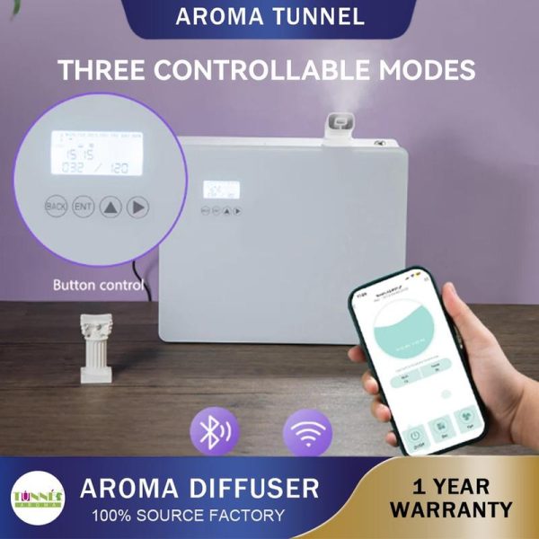 Humidifiers Penyebar Minyak Pati WIFI Pintar, AROMA TUNEL, Kapasiti 1000ML, 14600Sqft, Pelembap Udara, Sesuai untuk Rumah dan Hotel, Mesin Aromaterapi Bluetooth Lampu