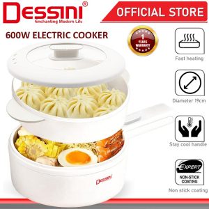 DESSINI ITALY Electric Cooker Steamboat Hot Pot Non Stick Frying Wok Pan Rice Cooker with Steamer Periuk Masak Elektrik