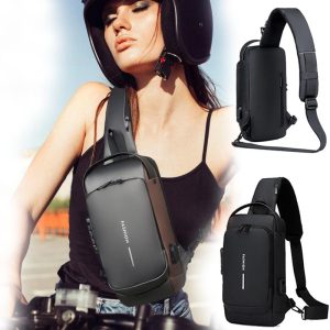 【Multiple uses】 Knight bag for unisex waterproof with password lock USB charging design
