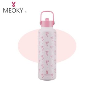 Botol Air Bertebat, Meoky, Untuk Wanita, 18oz / 24oz, Keluli Tahan Karat, dengan Straw dan Penutup Flip, Sesuai untuk Beg Sekolah, Diskaun Jumaat Gila