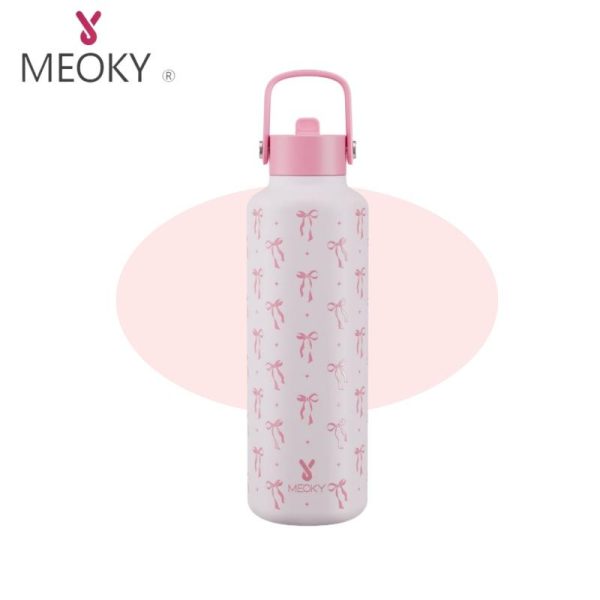 Botol Air Bertebat, Meoky, Untuk Wanita, 18oz / 24oz, Keluli Tahan Karat, dengan Straw dan Penutup Flip, Sesuai untuk Beg Sekolah, Diskaun Jumaat Gila