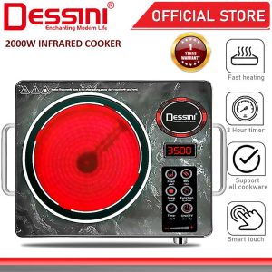 DESSINI ITALY Infrared Ceramic Cooker Hob Touch Control Panel 1 Burner Cooktop Tabletop Timer Multi Pots Stove Dapur