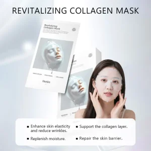 Topeng Gel Kolagen Putih, 5 helai, Glow Merah Jambu, Topeng Muka, Penjagaan Kulit Korea, Produk Penjagaan Kulit Korea, HexKin Rasmi