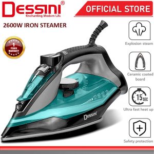 DESSINI ITALY 2600W Electric Ceramic Soleplate Garment Steam Iron Sprayer Steamer Clothes Brush / Seterika Baju