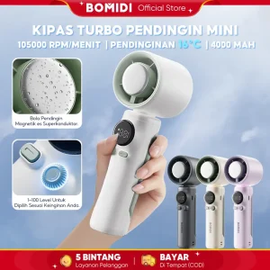 BOMIDI 3 in 1 High Speed Handheld Fan Portable Quiet Battery Rechargeable Mini Fan 100 Speeds LED Display Turbo Fan