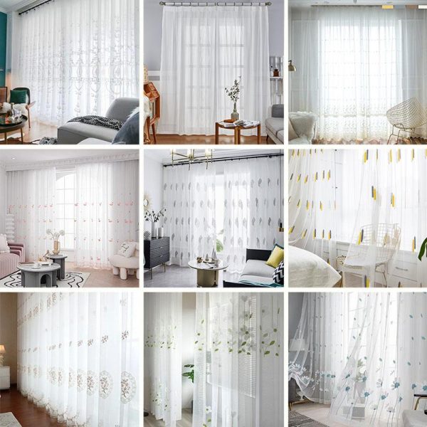 Langsir Tipis Renda Putih, untuk Bilik Tidur dan Ruang Tamu, Langsir Hari, Tulle Jacquard, Tingkap 2 / 3 Panel, Stok Malaysia, 2025