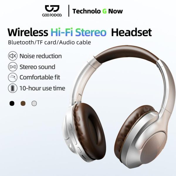 GOOJODOQ 90° Foldable Wireless Headphone | Noise Reduction Hi-Fi Stereo Sound Bluetooth 5.2 Headset | Lightweight & Adjustable Size |