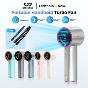 GOOJODOQ 4000mAh Portable Super High Speed Power Turbo ??Fan | ??Adjustment With LED Display Max Wind Speed ??9m/s | Handheld Mini Mobile Fan Kipas Kecil Cooling