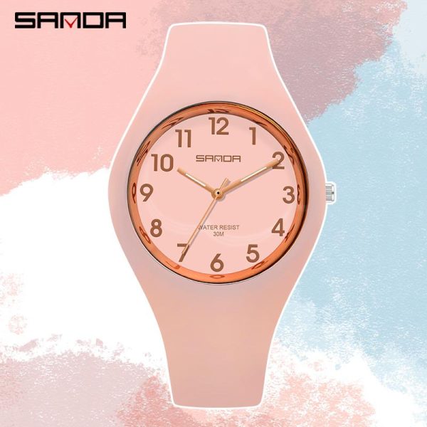 Jam Tangan Kalis Air, AW24 SANDA, 6056, Jam Tangan Sukan, Pelbagai Fungsi, Untuk Wanita, Jam Tangan Kuarza Luaran
