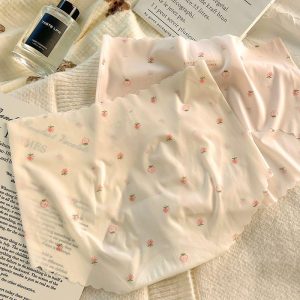 Seluar Antibakteria Wanita, Set 5 Keping, Sutera Ais Strawberi, Ultra-nipis, Lancar, Cepat kering, Selangkangan Kapas Tulen, Sesuai untuk Sukan, Seluar Dalam