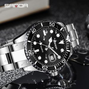 SANDA 1099 Jam Tangan Klasik Baharu, Untuk Lelaki, Bergaya, Ringkas, Kalis Air, Berkilau, Mewah, Sesuai untuk Perniagaan dan Sukan, Jam Tangan Kuarza, AW24