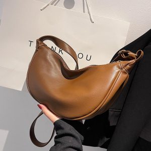 Beg Berbentuk Bulan Sabit, Beg Selempang, Beg Ladu PU, Rekaan Mewah dan Niche Wanita, Tali Bahu Lebar, Beg Bahu Tunggal Kasual dan Serba guna, Sesuai untuk Beg Nama, Nama IZ, Beg Beg Bags